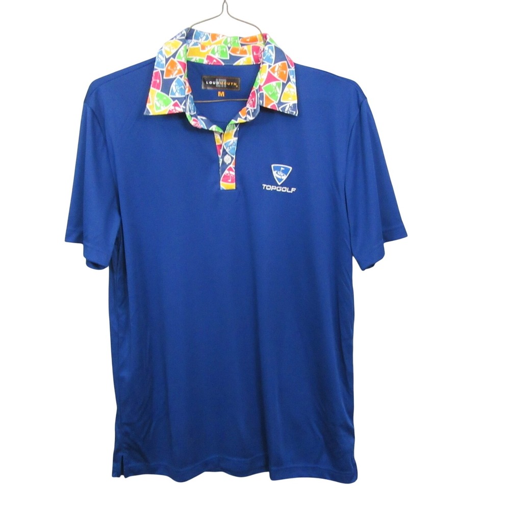 Loudmouth Mens Top Golf Polo‎ Shirt M Blue Multicolor Collar Performance
